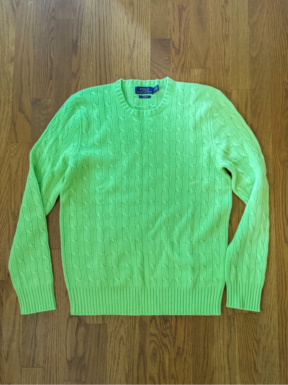 Polo Ralph Lauren Cable-Knit Sweater 100%  Cashmere Crew Neck Green Medium